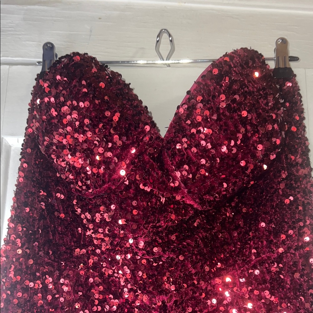 Sexy Red Sequin Strapless Jumper